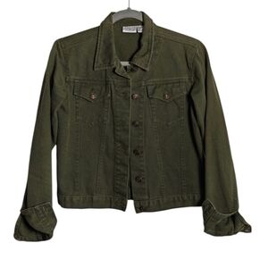 NEWPORT NEWS JEANOLOGY COLLECTION Olive Green Jean Jacket Size 4